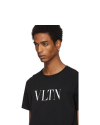 T-shirt à col rond imprimé noir et blanc Valentino