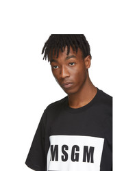 T-shirt à col rond imprimé noir et blanc MSGM