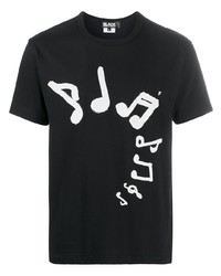 T-shirt à col rond imprimé noir et blanc Black Comme Des Garçons