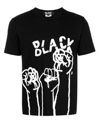 T-shirt à col rond imprimé noir et blanc Black Comme Des Garçons