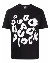 T-shirt à col rond imprimé noir et blanc Black Comme Des Garçons