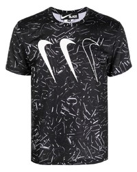 T-shirt à col rond imprimé noir et blanc Black Comme Des Garçons