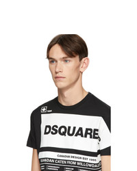 T-shirt à col rond imprimé noir et blanc DSQUARED2