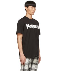 T-shirt à col rond imprimé noir et blanc Alexander McQueen