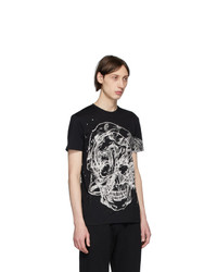 T-shirt à col rond imprimé noir et blanc Alexander McQueen
