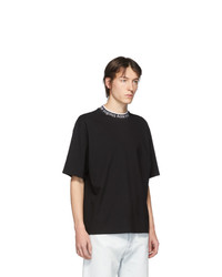 T-shirt à col rond imprimé noir et blanc Acne Studios