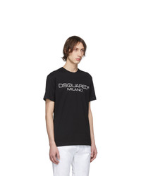 T-shirt à col rond imprimé noir et blanc DSQUARED2