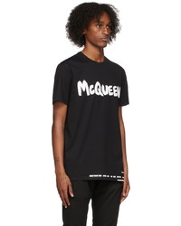 T-shirt à col rond imprimé noir et blanc Alexander McQueen