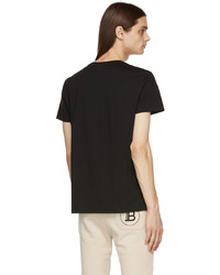 T-shirt à col rond imprimé noir et blanc Balmain