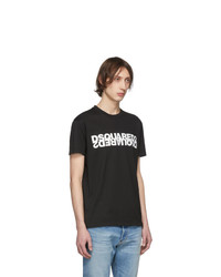 T-shirt à col rond imprimé noir et blanc DSQUARED2