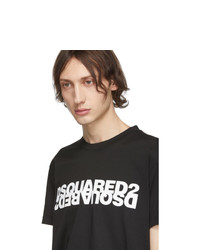 T-shirt à col rond imprimé noir et blanc DSQUARED2