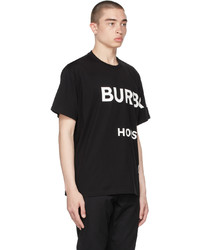 T-shirt à col rond imprimé noir et blanc Burberry