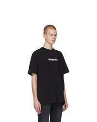 T-shirt à col rond imprimé noir et blanc Vetements