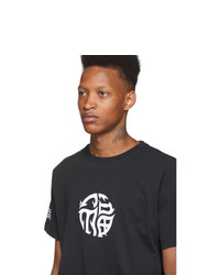 T-shirt à col rond imprimé noir et blanc Vetements