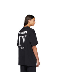 T-shirt à col rond imprimé noir et blanc Vetements