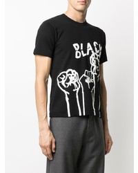 T-shirt à col rond imprimé noir et blanc Black Comme Des Garçons