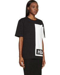 T-shirt à col rond imprimé noir et blanc Hood by Air