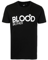 T-shirt à col rond imprimé noir et blanc Blood Brother