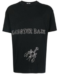 T-shirt à col rond imprimé noir et blanc Bode