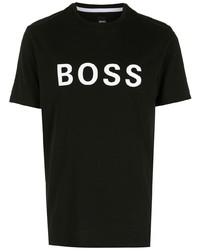 T-shirt à col rond imprimé noir et blanc BOSS