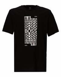 T-shirt à col rond imprimé noir et blanc BOSS