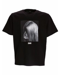 T-shirt à col rond imprimé noir et blanc BOSS