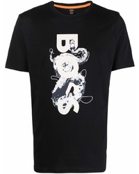 T-shirt à col rond imprimé noir et blanc BOSS