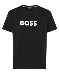 T-shirt à col rond imprimé noir et blanc BOSS