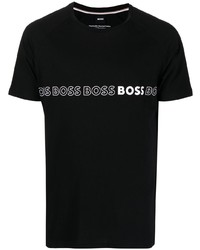 T-shirt à col rond imprimé noir et blanc BOSS