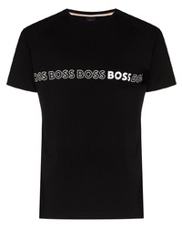 T-shirt à col rond imprimé noir et blanc BOSS