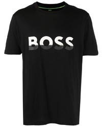 T-shirt à col rond imprimé noir et blanc BOSS