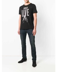 T-shirt à col rond imprimé noir et blanc John Varvatos