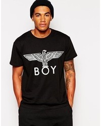 T-shirt à col rond imprimé noir et blanc Boy London