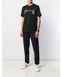 T-shirt à col rond imprimé noir et blanc Corneliani