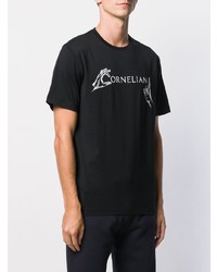 T-shirt à col rond imprimé noir et blanc Corneliani