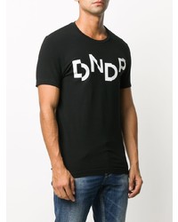 T-shirt à col rond imprimé noir et blanc Dondup