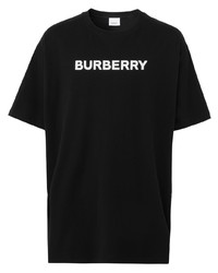 T-shirt à col rond imprimé noir et blanc Burberry