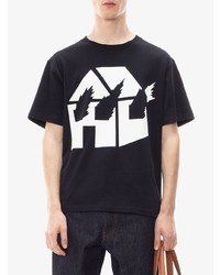 T-shirt à col rond imprimé noir et blanc JW Anderson