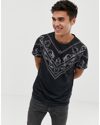 T-shirt à col rond imprimé noir et blanc Burton Menswear