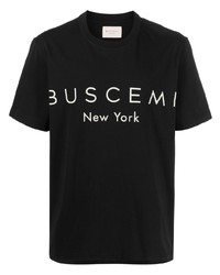 T-shirt à col rond imprimé noir et blanc Buscemi