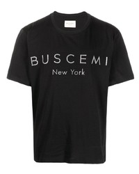 T-shirt à col rond imprimé noir et blanc Buscemi