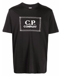 T-shirt à col rond imprimé noir et blanc C.P. Company