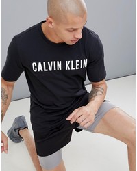 T-shirt à col rond imprimé noir et blanc Calvin Klein Performance