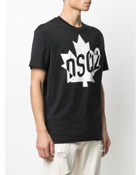 T-shirt à col rond imprimé noir et blanc DSQUARED2