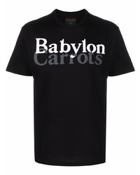 T-shirt à col rond imprimé noir et blanc Carrots