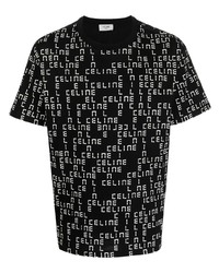 T-shirt à col rond imprimé noir et blanc Celine Eyewear