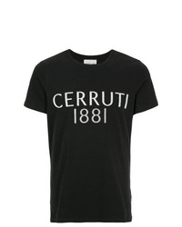 T-shirt à col rond imprimé noir et blanc Cerruti 1881