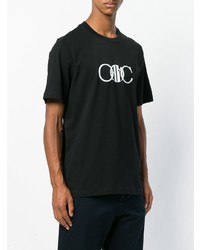 T-shirt à col rond imprimé noir et blanc Oamc