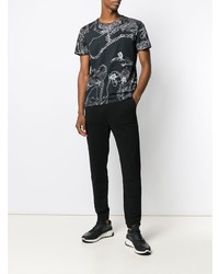 T-shirt à col rond imprimé noir et blanc Just Cavalli