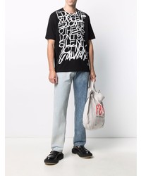 T-shirt à col rond imprimé noir et blanc Junya Watanabe MAN